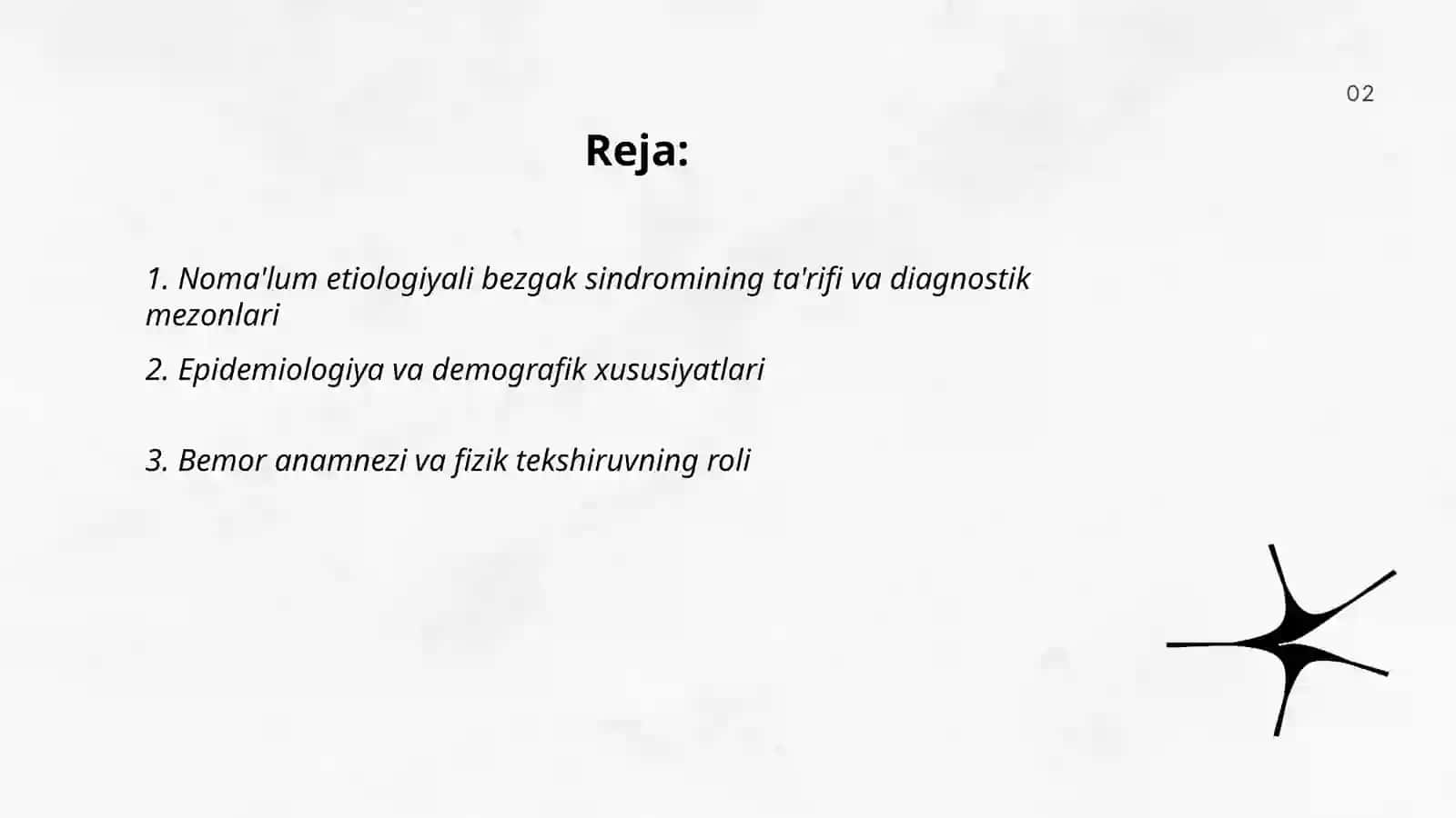 Noma'lum etiologiyali bezgak sindromi 2