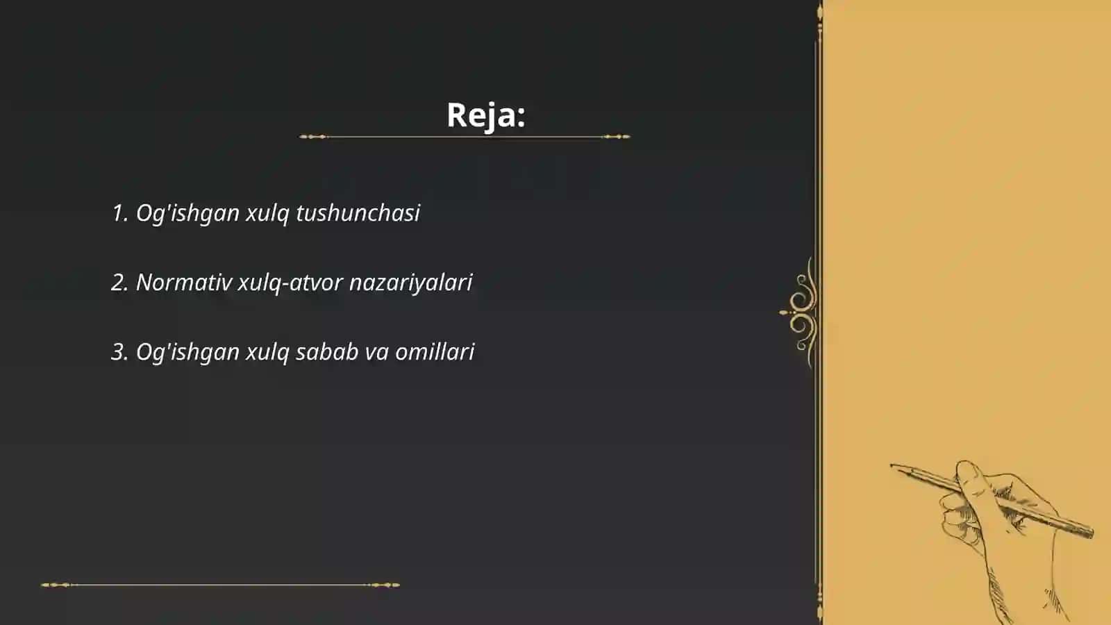 Og'ishgan xulq klassifikatsasi 2