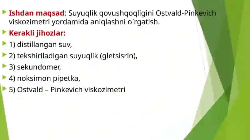 Qovushqoqsuyuqliklarning trubalarda harakatini o'rganish 2