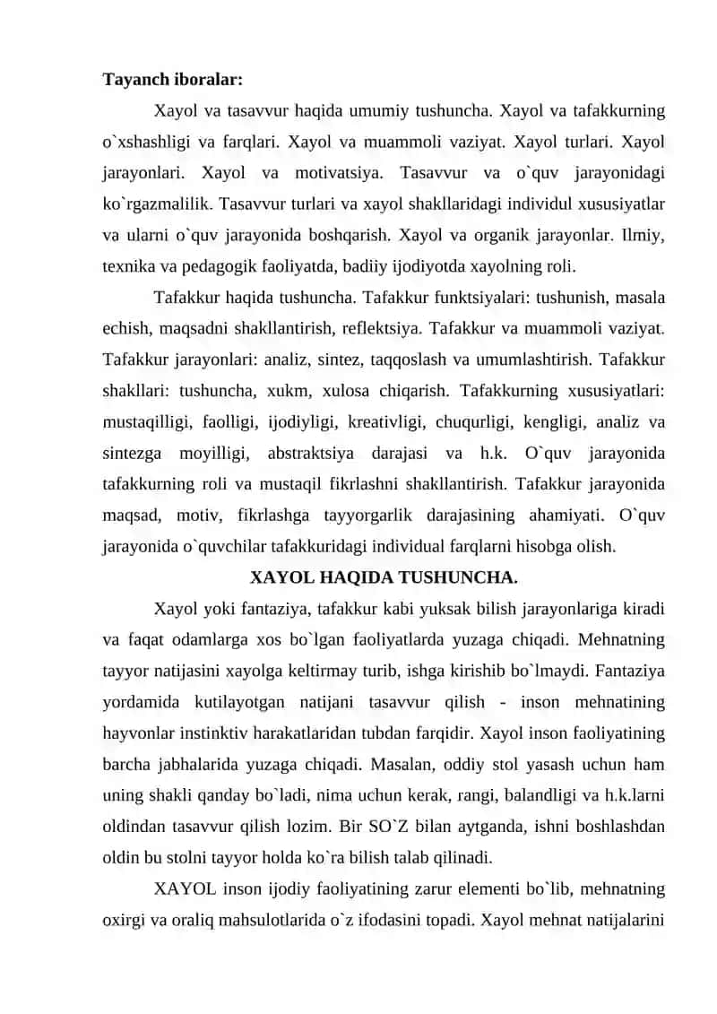 Xayol haqida tushuncha 2