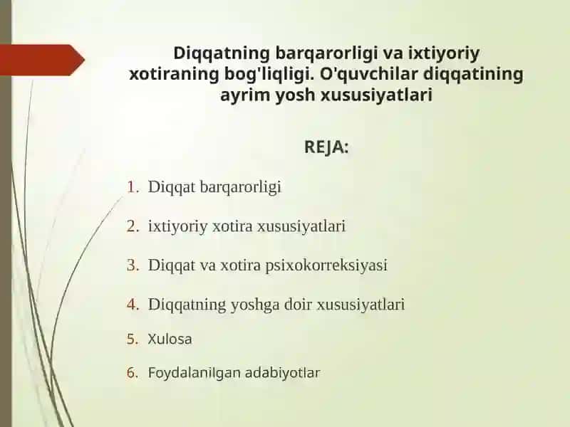 Diqqat va xotira 2