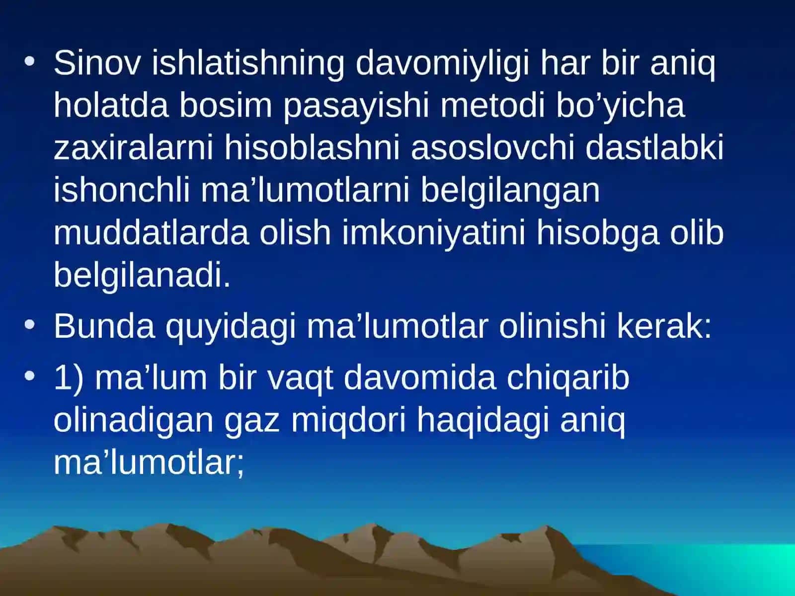 GAZ ZAXIRALARINI HISOBLASH METODINI TANLASH 2