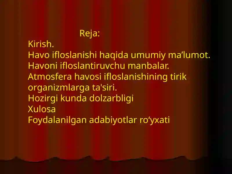 Havo ifloslanishi va hozirgi kunda dolzarbligi 2