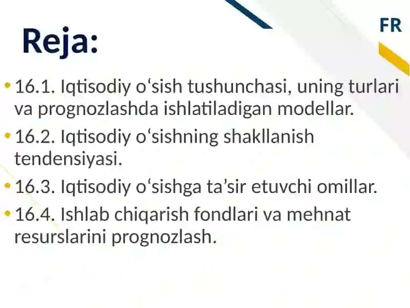 IQTISODIY O‘SISHNI PROGNOZLASH 2