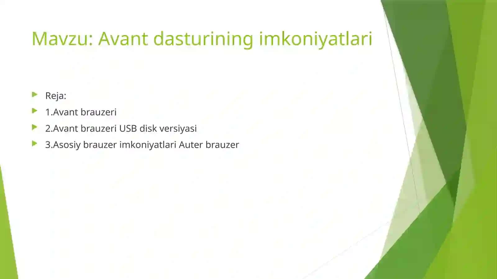 Avant dasturining imkoniyatlari 2