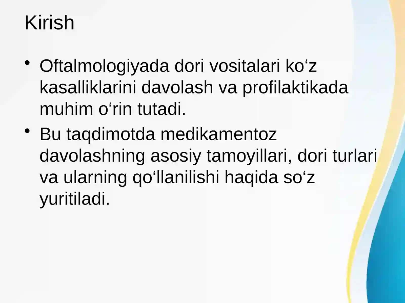 Oftalmologiyada Medikamentoz Davolash Prinsiplari 2