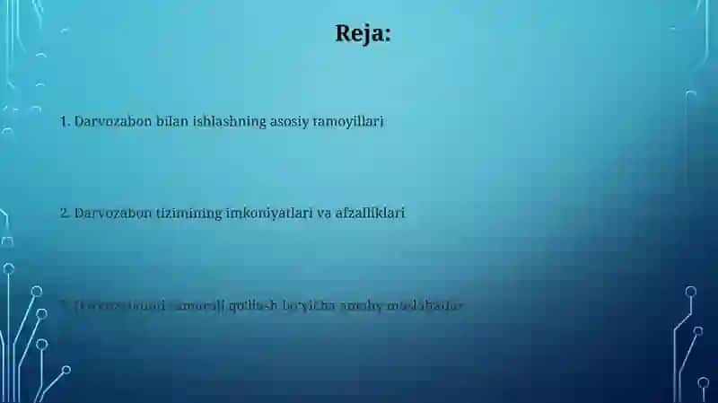 Darvozabon bilan ishlash 2