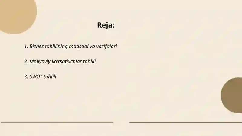 Biznes tahlili va uning usullari 2