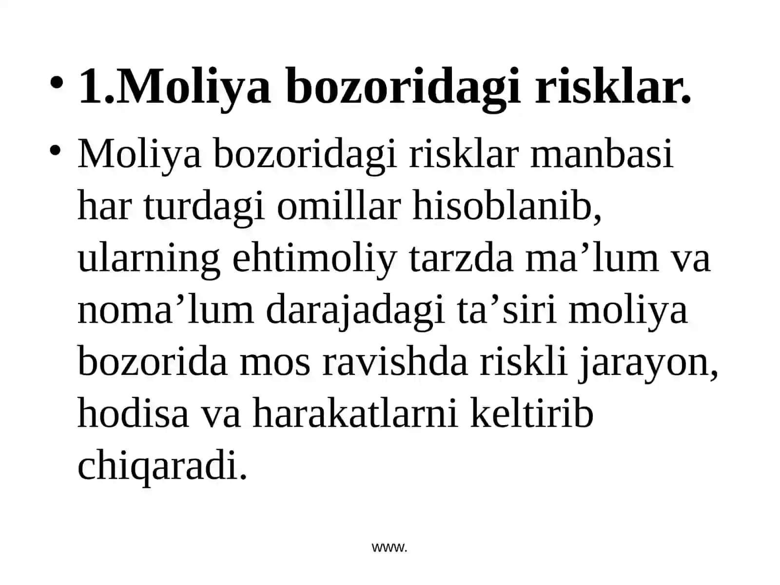 Moliya bozori risklari va ularning turlari 2