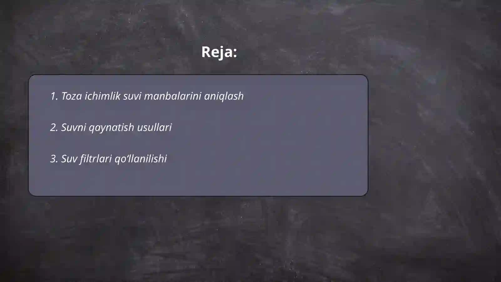 Toza ichimlik suvi manbalarini aniqlash 2