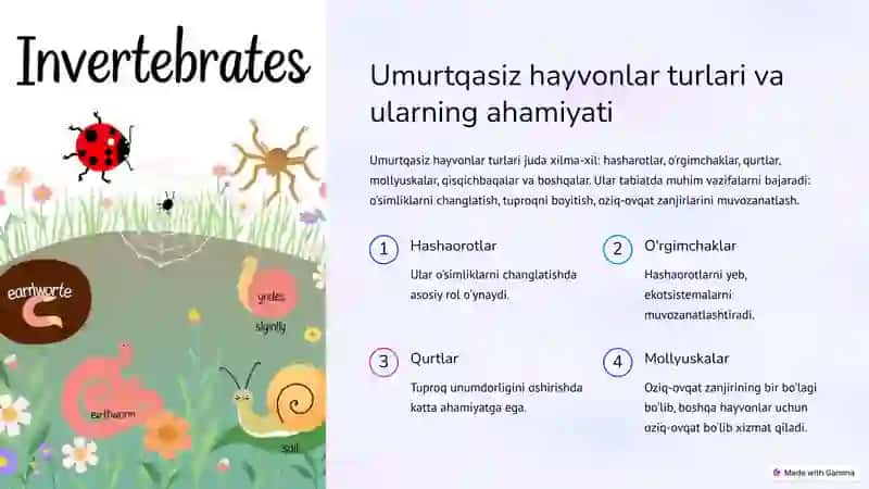 Umurtqasiz hayvonlar xilma-xilligini saqlash 2