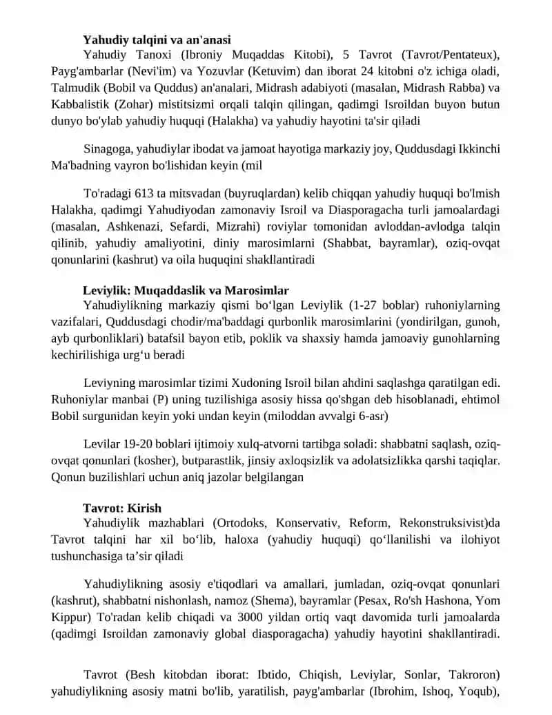 Yaxudiylik ta'limoti va muqaddas kitobi 2