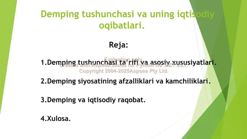 Demping tushunchasi va uning iqtisodiy oqibatlari 2