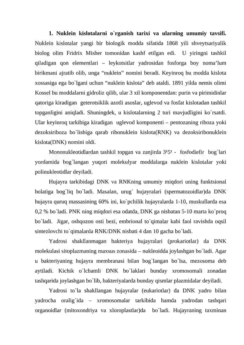 Nuklein kislotalar va ularning tuzilishi 2
