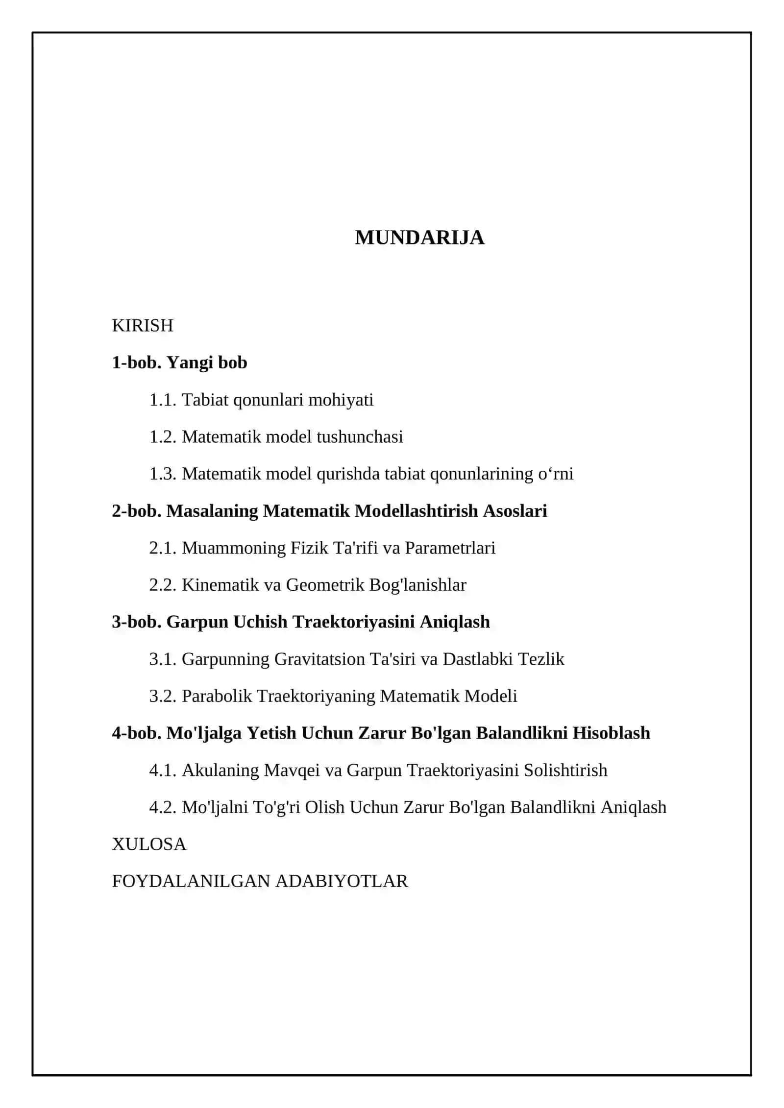 Tabiat qonunlaridan foydalanib matematik modellar qurish 2