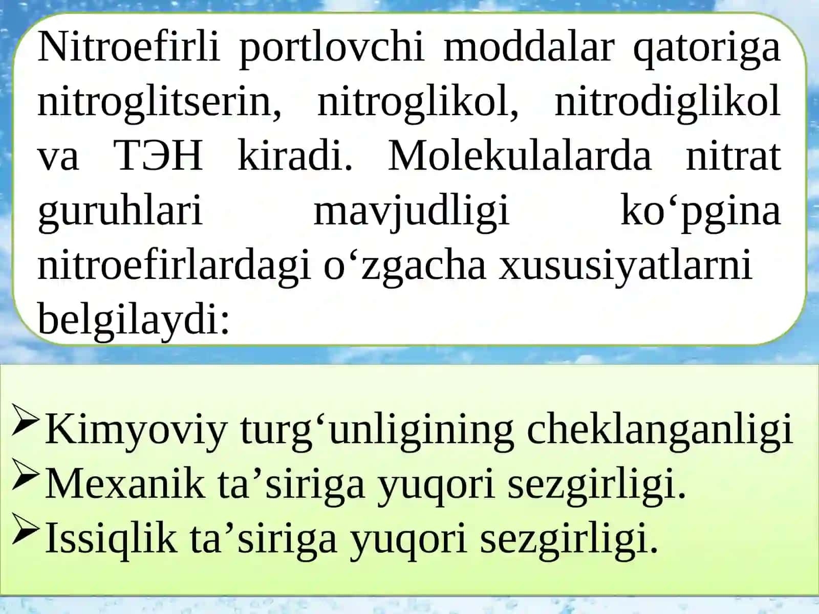 Nitroefirlar turkumidagi bir tarkibliportlovchi moddalar 2