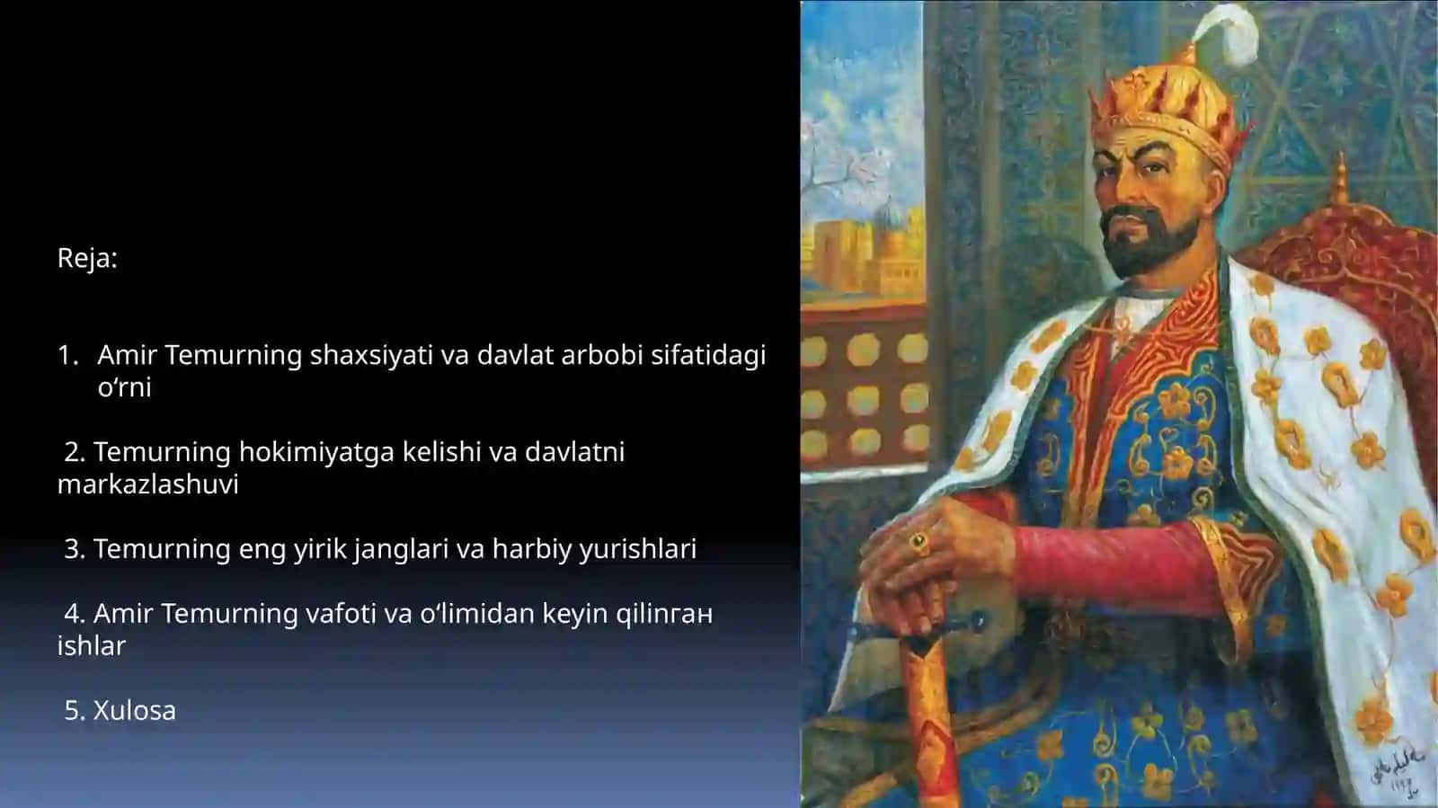 Amir-Temur buyuk davlat arbobi O'zbekistonning eng yangi tarix fanidan mustaqil ishi 2