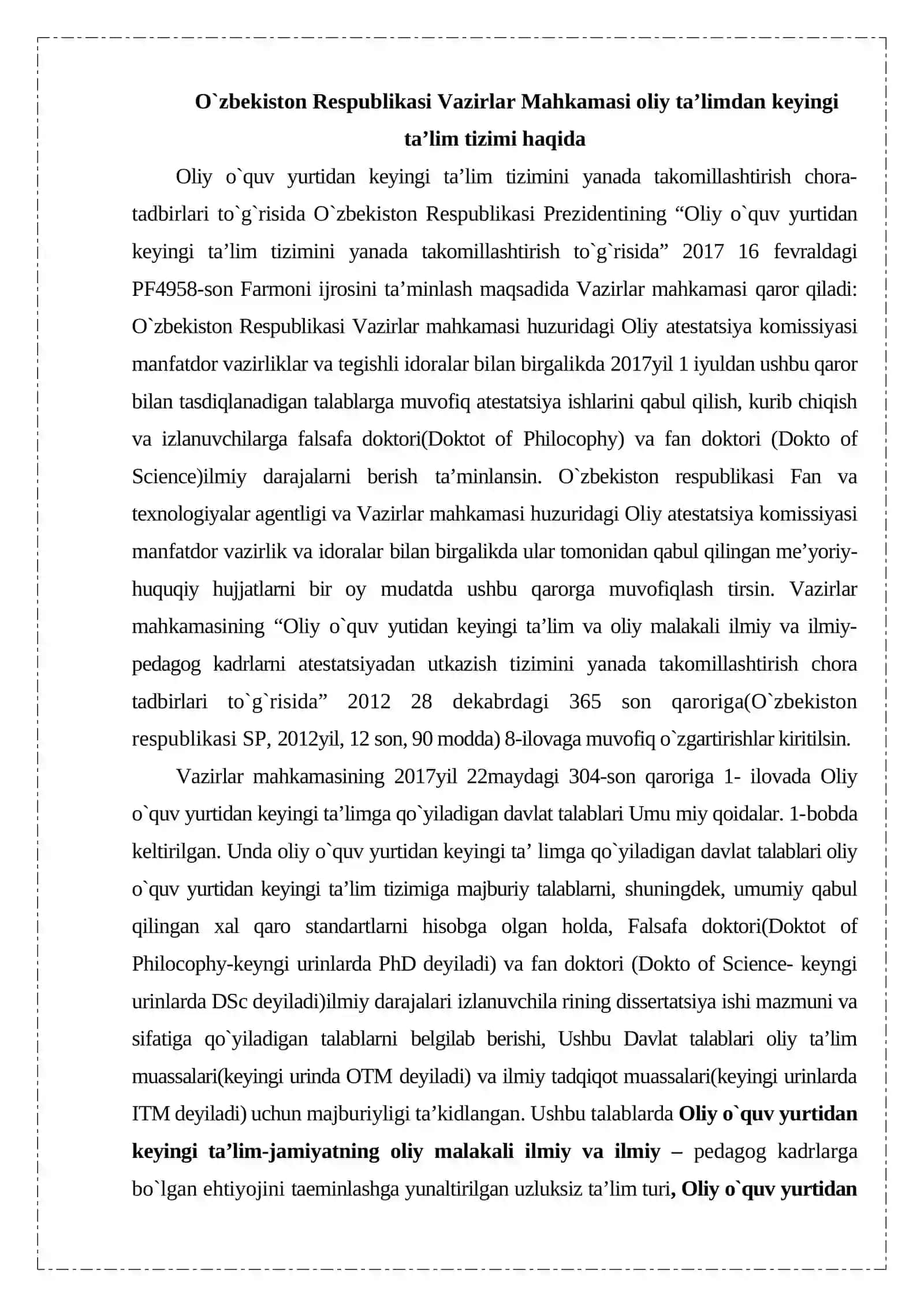 Oliy ta’limdan keyingi ta’lim tizimi 2