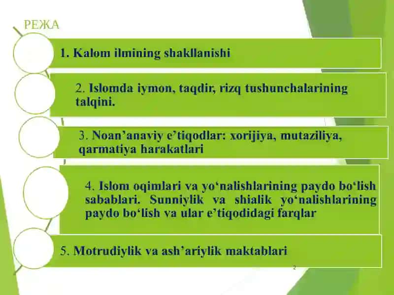 Islom dinining aqidaviy yo`nalishlari va maktablari 2
