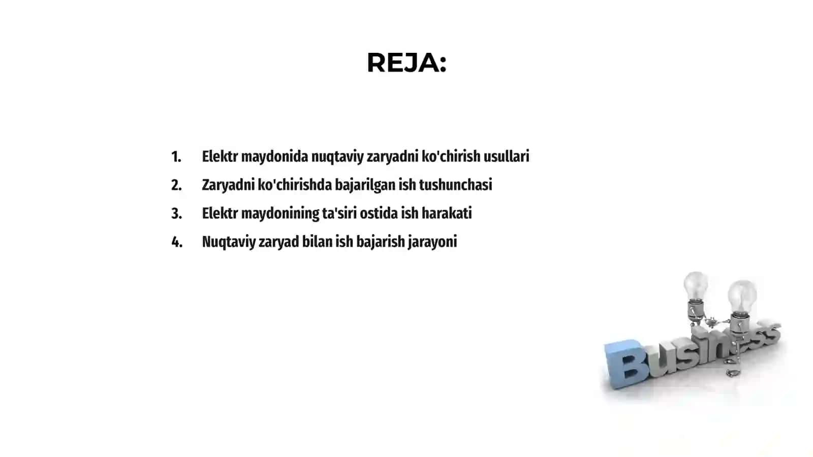 Elektr maydonidagi nuqtaviy zaryadni ko'chirishda bajarilgan ish 2