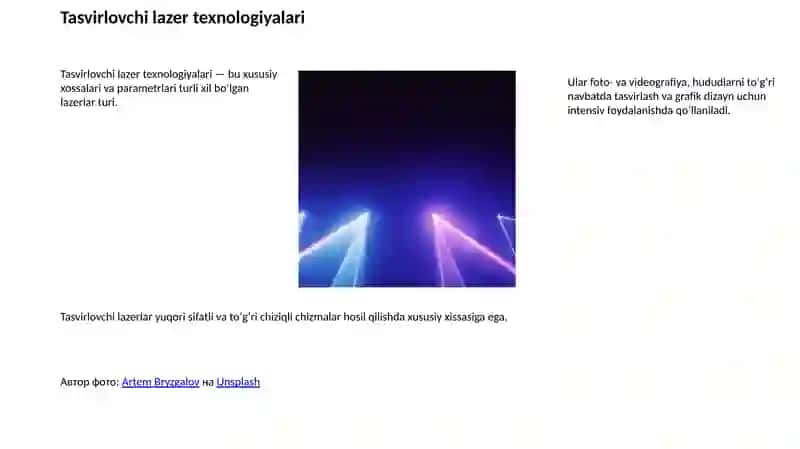 Tasvirlovchi lazer texnologiyalari 2