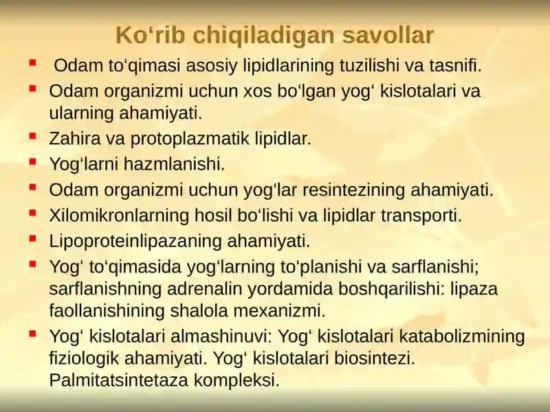 LIPIDLAR ALMASHINUVI BIOKIMYOSI 2