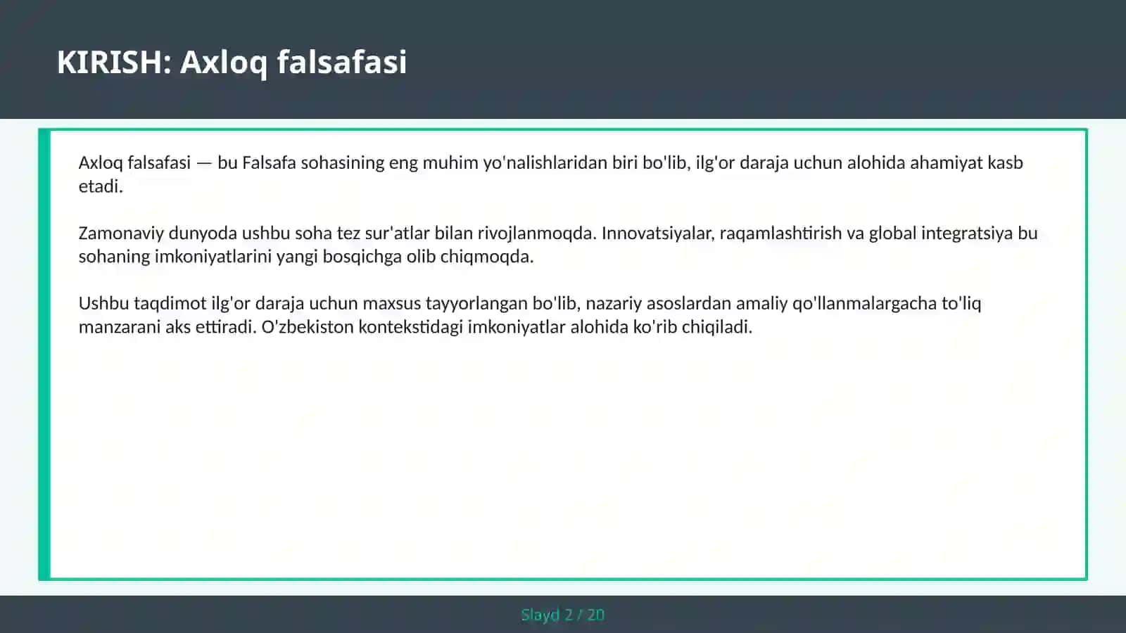 AXLOQ FALSAFASI 2
