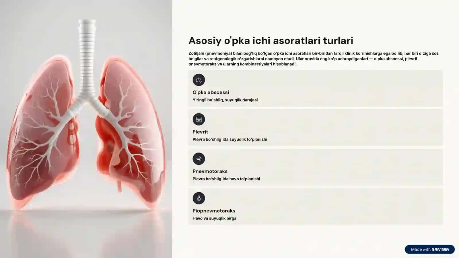 O'pka ichi asoratlari: Zotiljamning komplikatsiyalari 2
