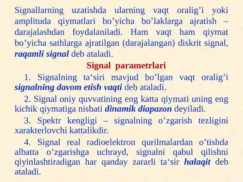 Elektr signallari va ularning turlari. Signal spektri 2