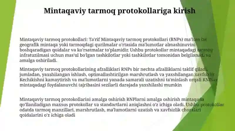 Mintaqaviy Tarmoq Bayonnomalari 2