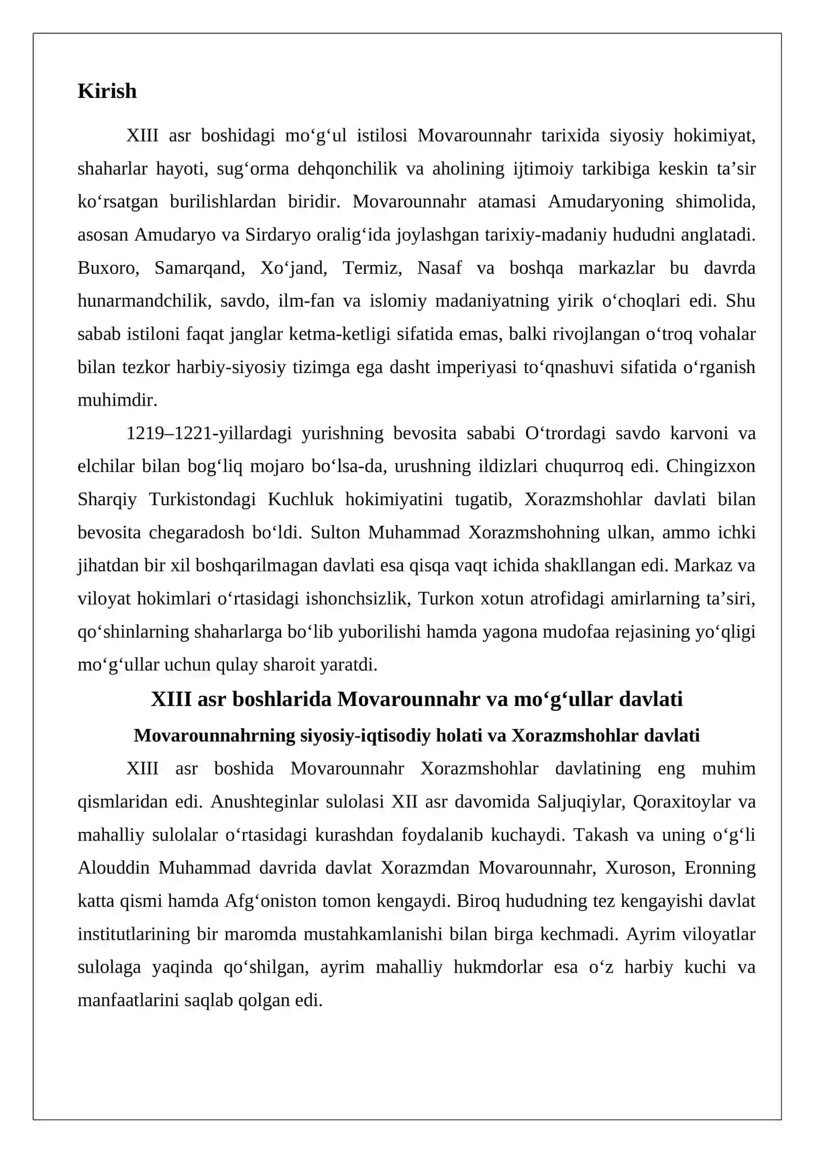 Mo‘g‘ullar tomonidan Movarounnahrning egallanishi 2