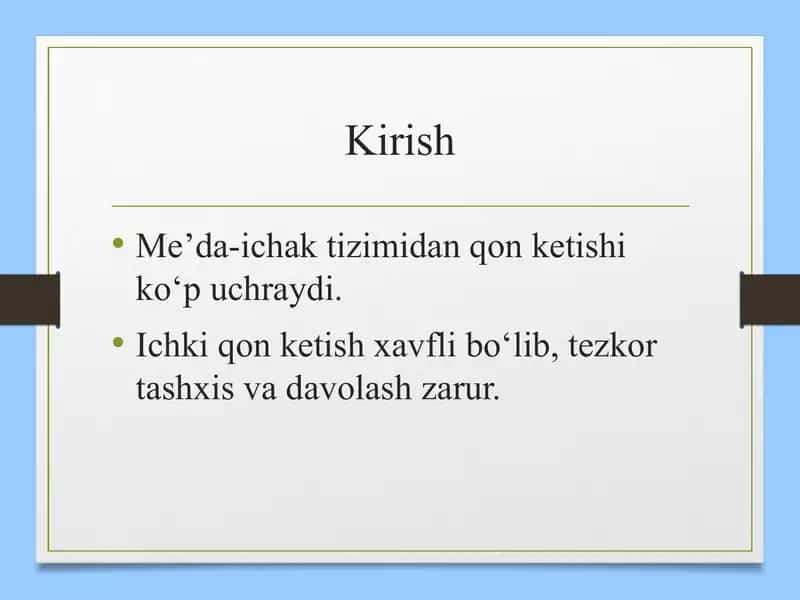 Ingichka va yoʻgʻon ichakdan qon ketishi 2