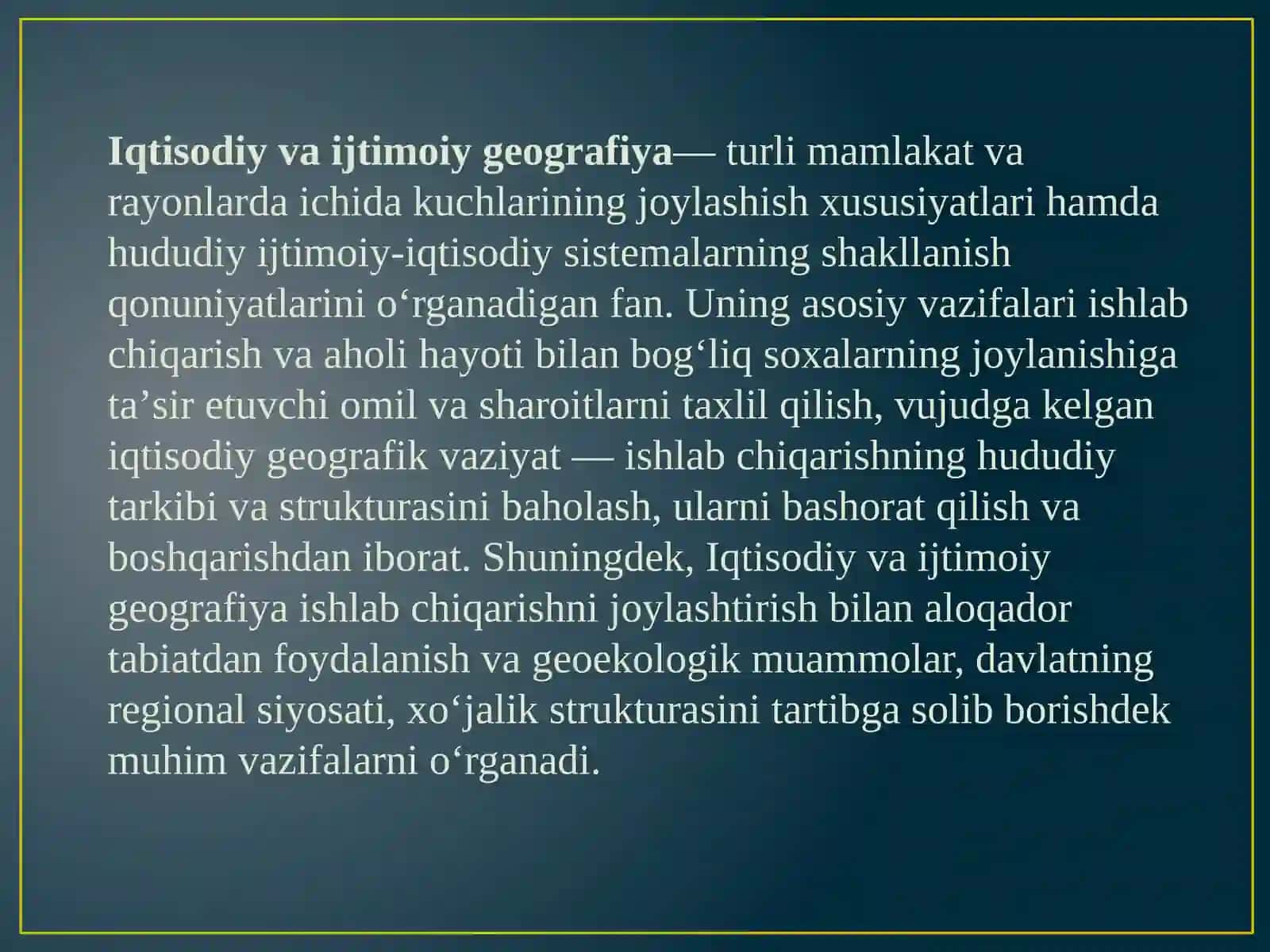 IQTISODIY VA IJTIMOIY GEOGRAFIYANING TADQIQOT USULLARI 2