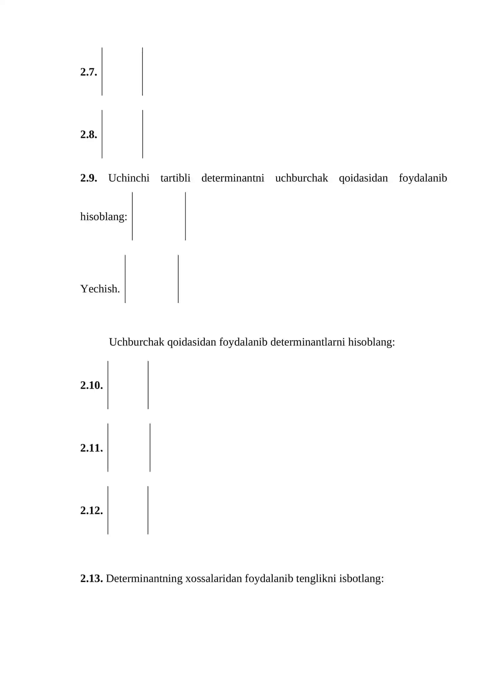 Determinantlar nazariyasi 2