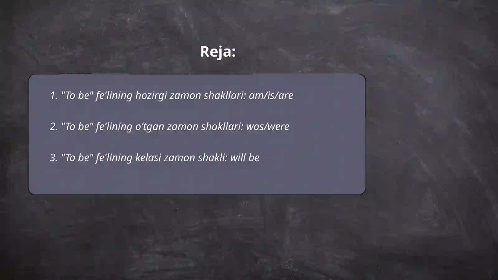 "To be" fe’lining shakllari 2