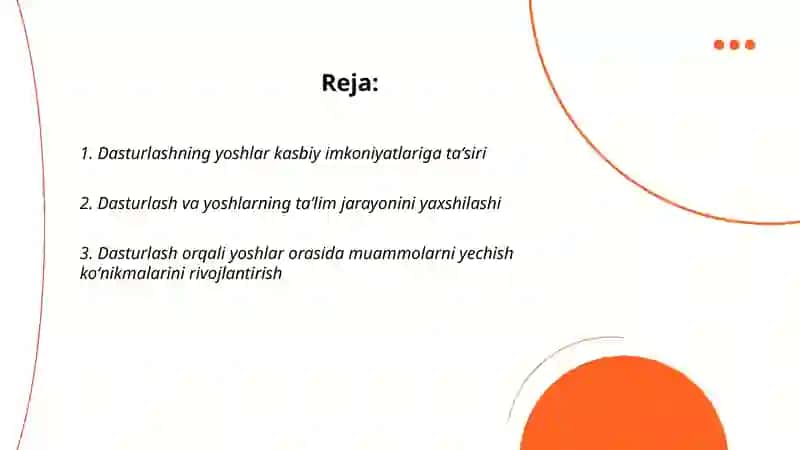 Dasturlashning yoshlar hayotidagi oʻrni 2