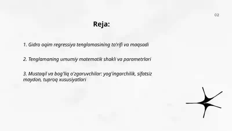 Gidro oqim regressiya tenglamasi 2