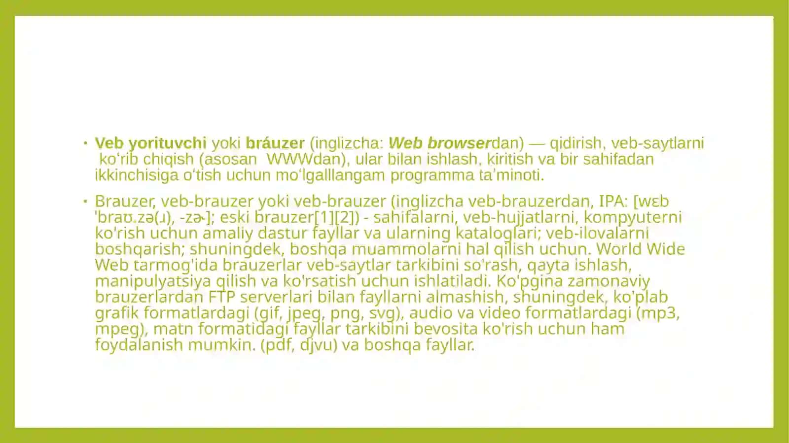 Brauzer dasturi 2