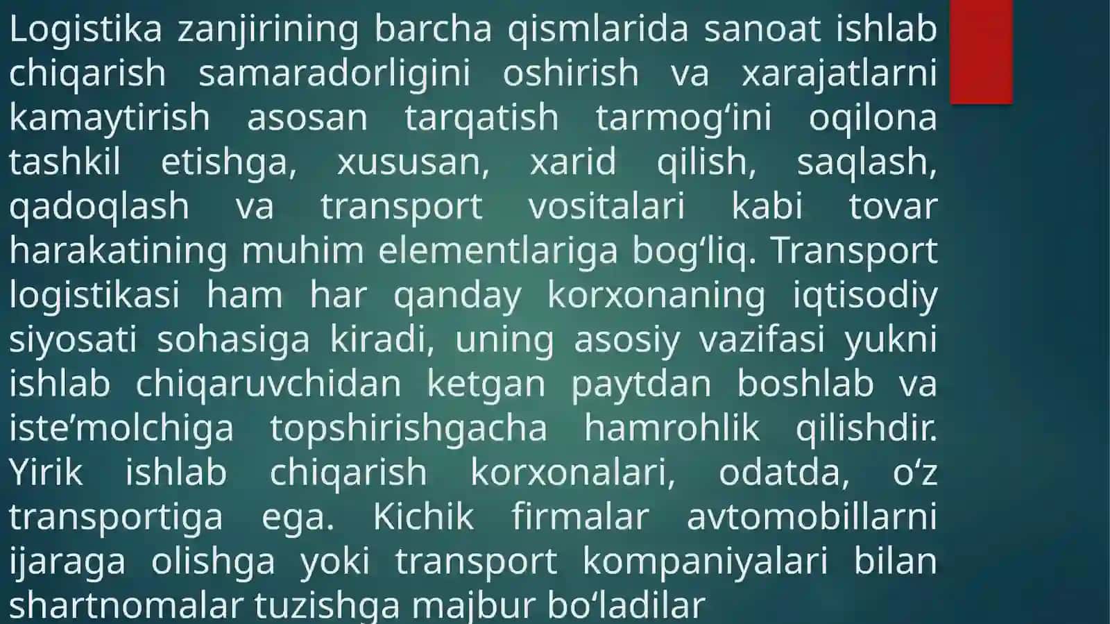 Transport logistikasi 2