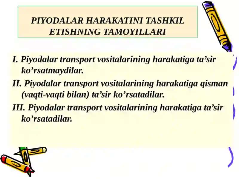 PIYODALAR HARAKAT XAVFSIZLIGINI OSHIRISH YO’LLARI 2