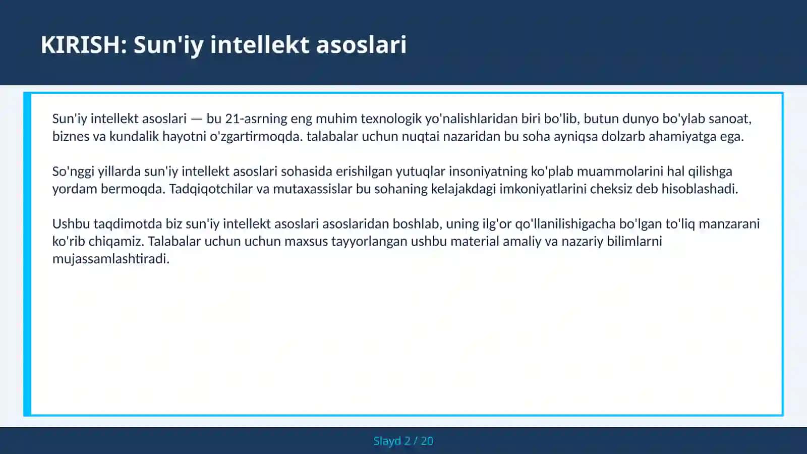 SUN'IY INTELLEKT ASOSLARI 2