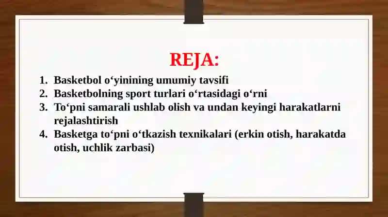 Basketbol texnikasini o'rgatish uslubiyoti (TAQDIMOT) 2