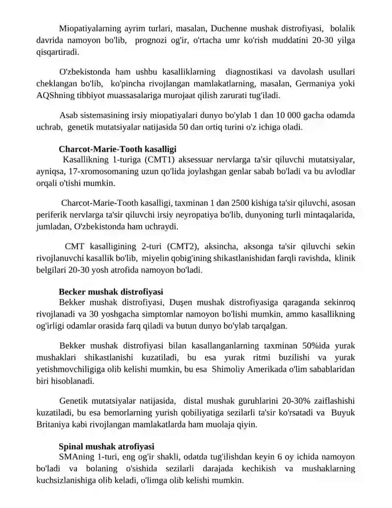 Asab tizimining (miopatiyalar) nasliy kasalliklari 2