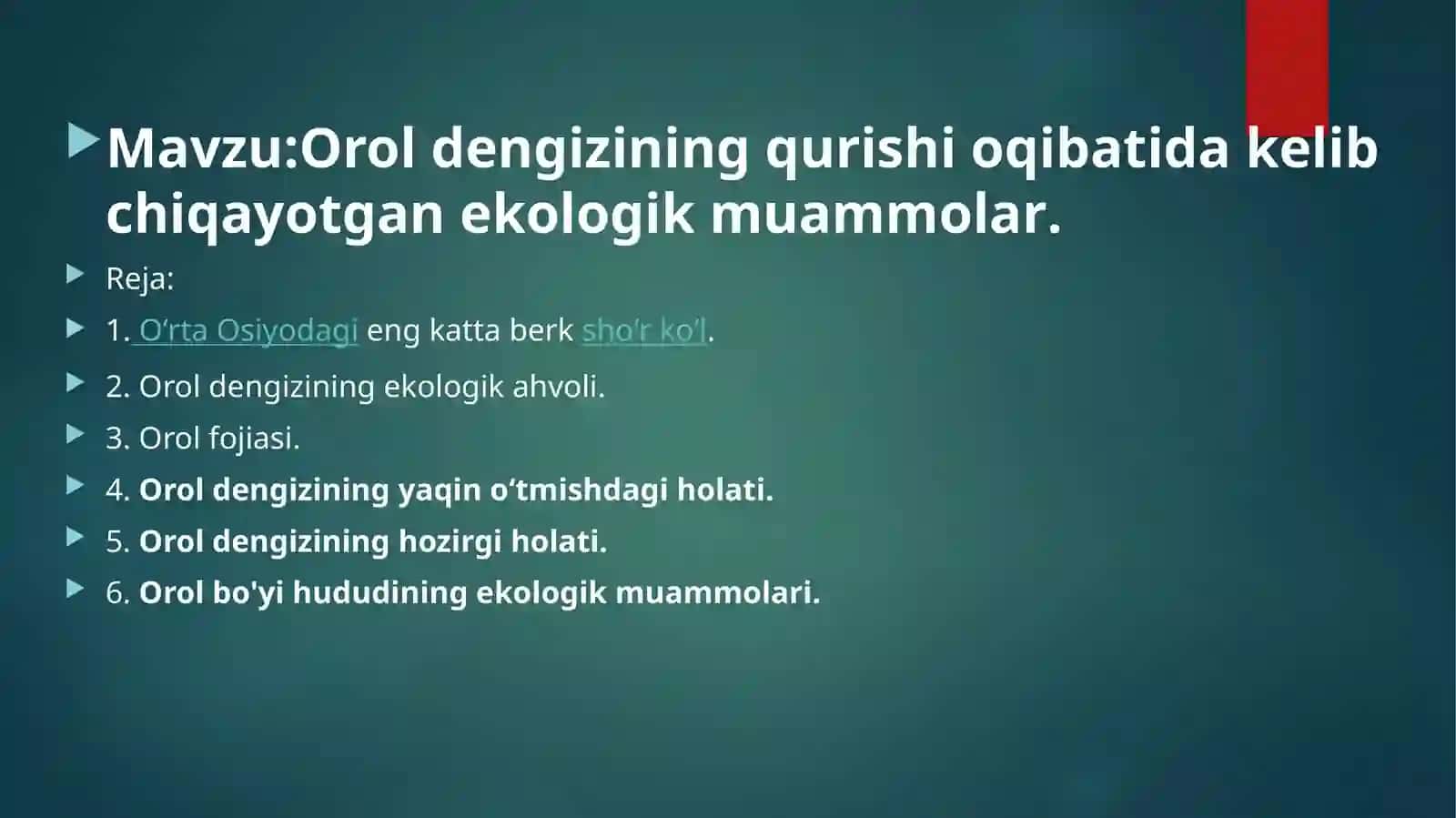 Oroldengizining qurishi oqibatida kelib chiqayotgan ekologik muammolar 2