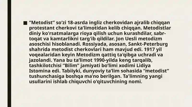 Metodist so'zi tarixi 2