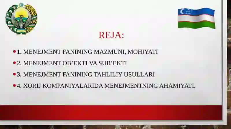 Menejment fanining mazmuni 2