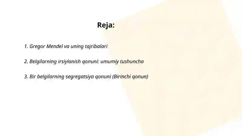 Belgilarning irsiylanish qonuni 2