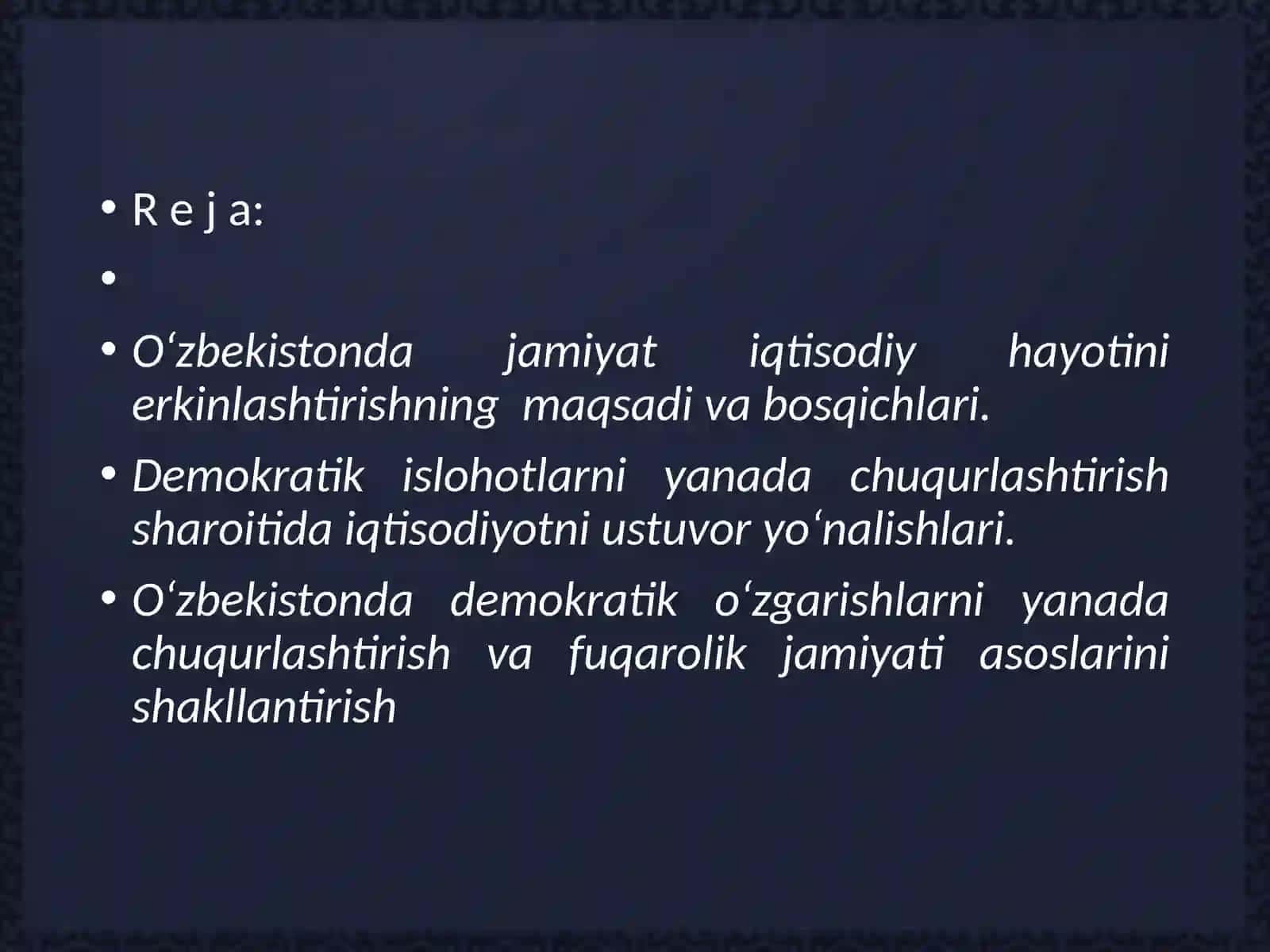 Ijtimoiy sohadagi islohotlarni chuqurlashtirish 2
