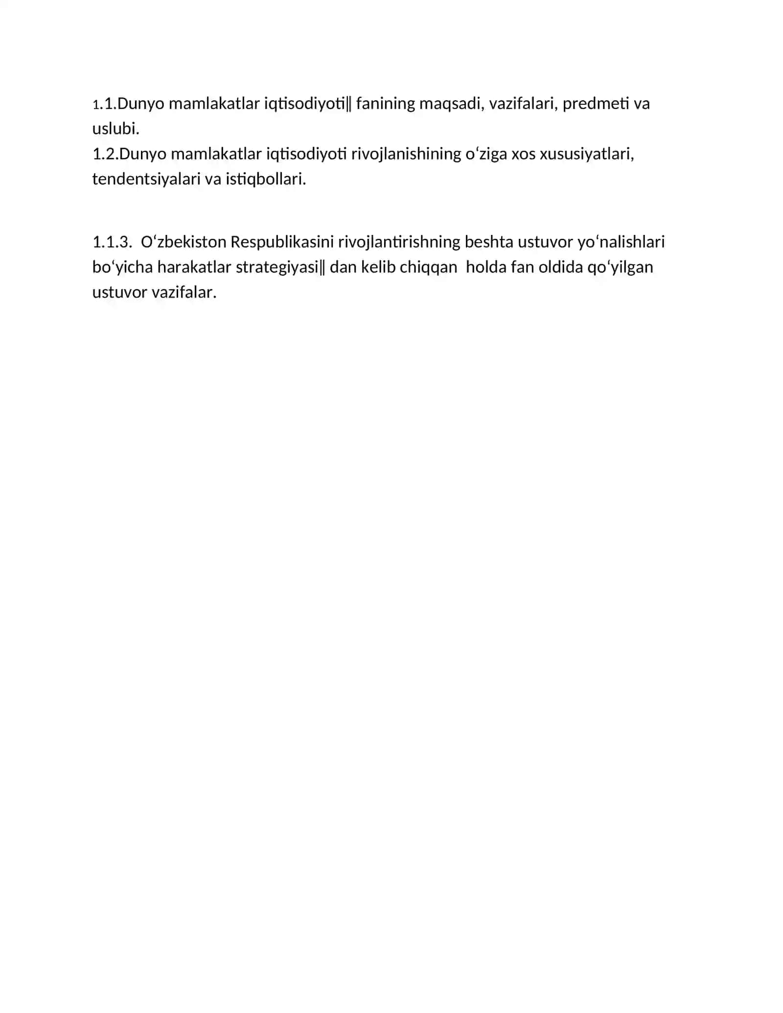 Dunyo mamlakatlar iqtisodiyoti 2