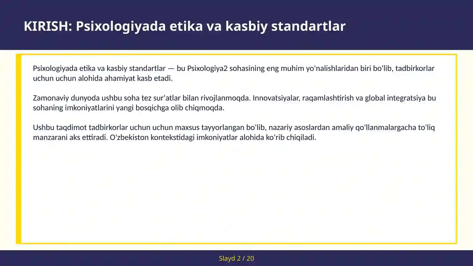 Psixologiyada etika va kasbiy standartlar 2